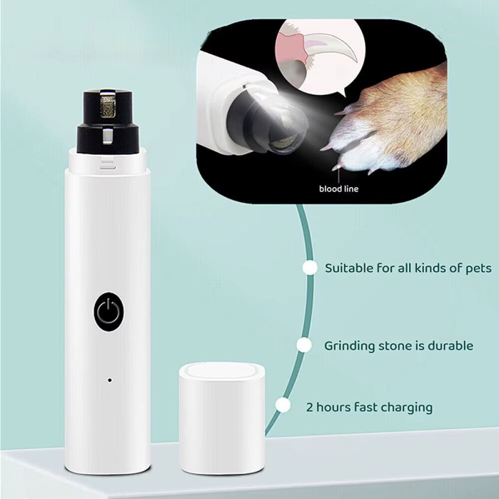 Fashion LED Light Electric Pet Nail Grinder Rechargeable Painless Claw Trimmer Pet Supplies Quiet Puppy Nail File Dog Cat